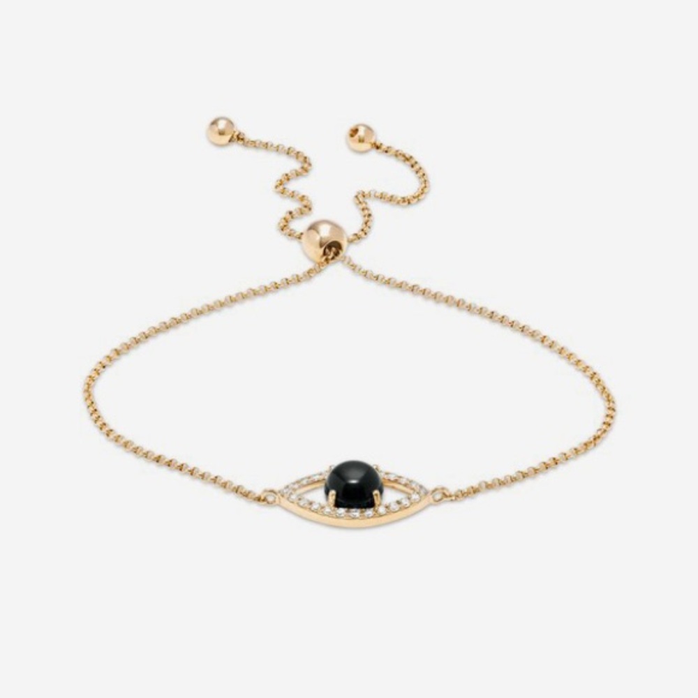 NEW! EFFY Collection 6.0mm Onyx and 0.16 CT. T.W. Diamond 14K Evil Eye Bracelet